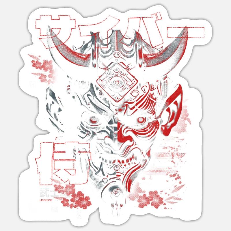Cyber Samurai - Bushido Oni - Sticker size S (10 x 10 cm) - white matte