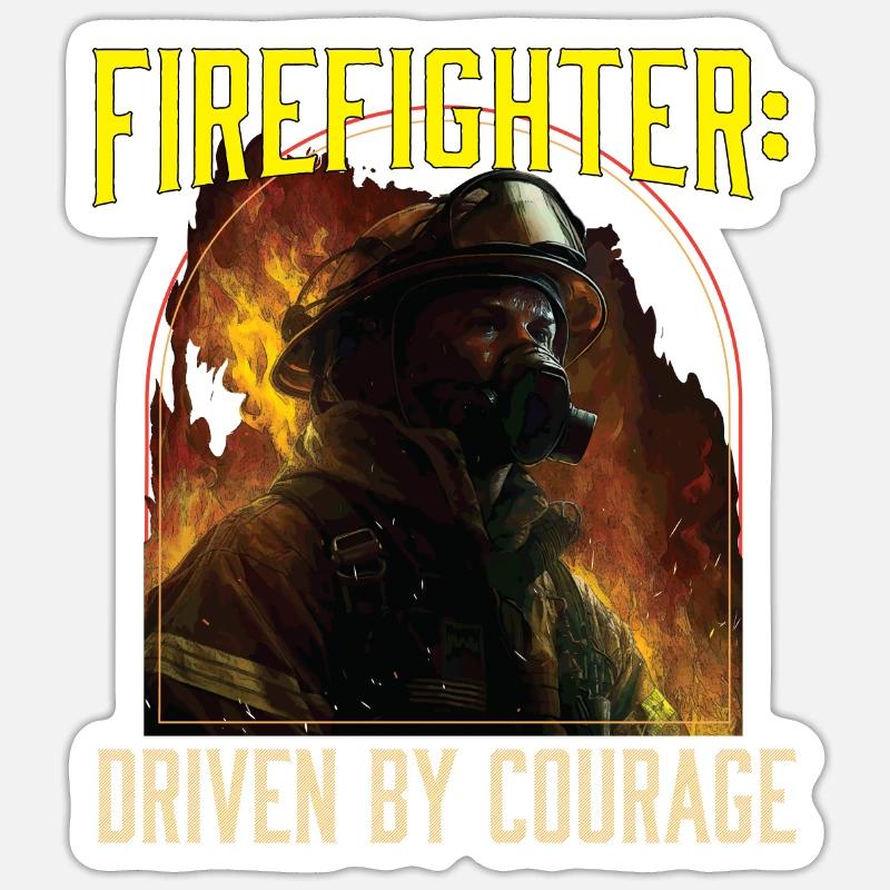 Firefighter: Driven by Courage Firefighting - Sticker Größe S (10 x 10 cm) - Mattweiß