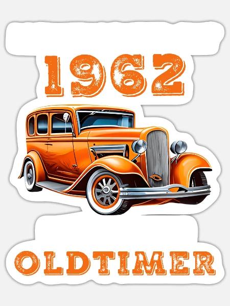 1962 Vintage Oldtimer Auto Geburtstag Spruch - Sticker Größe S (10 x 10 cm) - Mattweiß