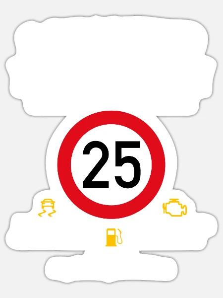 25. Geburtstag Schonend Behandeln Oldtimer Ist 25 - Sticker Größe S (10 x 10 cm) - Mattweiß