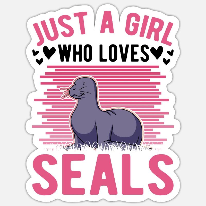 Robben Mädchen Seehund Seelöwe - Sticker Größe S (10 x 10 cm) - Mattweiß