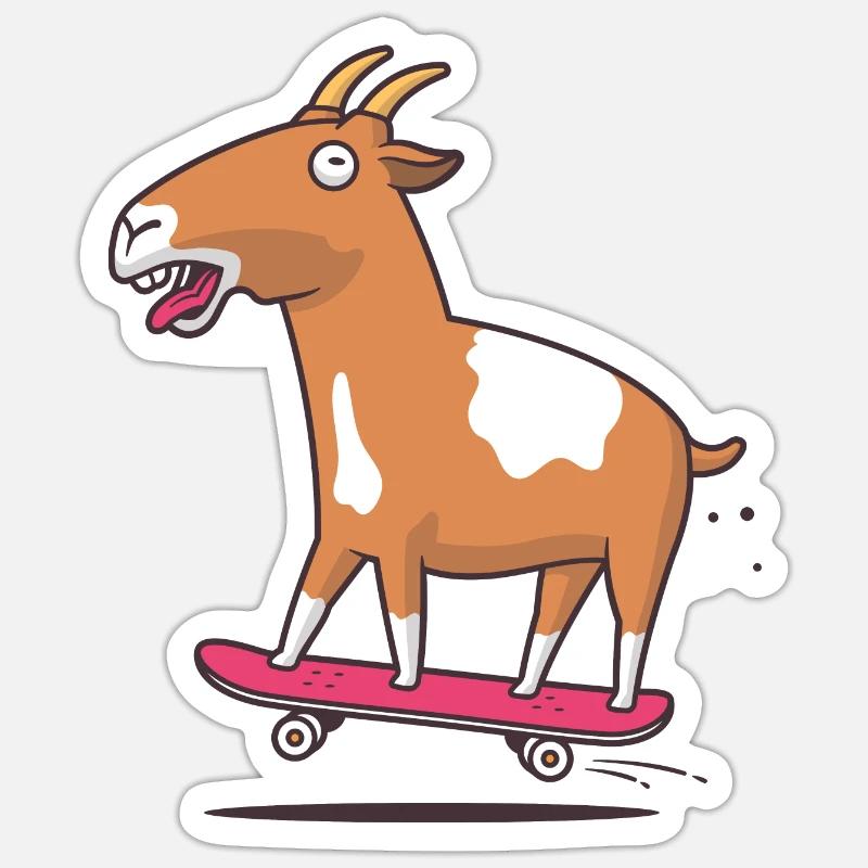 Skateboard Goat - Sticker taille S (10 x 10 cm) - blanc mat