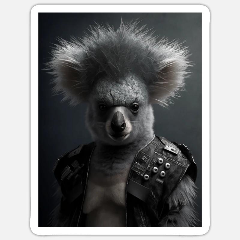 Cooler Punk Koala - Sticker Größe S (10 x 10 cm) - Mattweiß