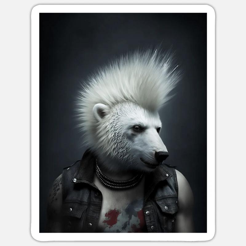 Cooler Punk Eisbär Sticker Größe S (10 x 10 cm)