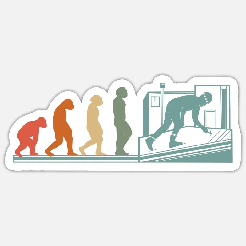 Dachdecker Handwerker Evolution Vintage Sticker Größe S (10 x 10 cm)