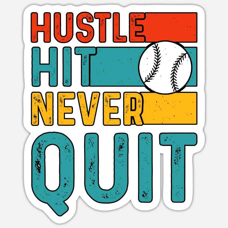 Hustle Hit Never Stop Baseball Sticker Größe S (10 x 10 cm)