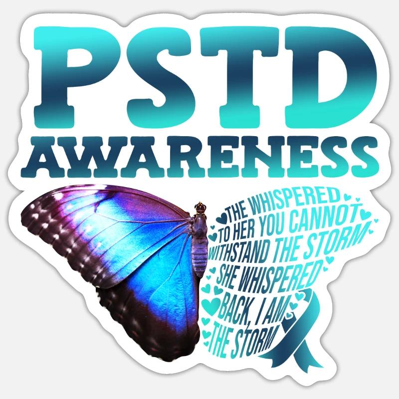 Sensibilisation au PSTD Post-traumatique - Sticker taille S (10 x 10 cm) - blanc mat