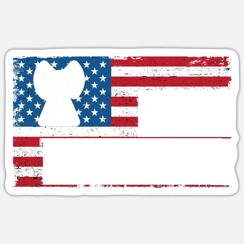 Ham Operator US-Flagge Sticker Größe S (10 x 10 cm)