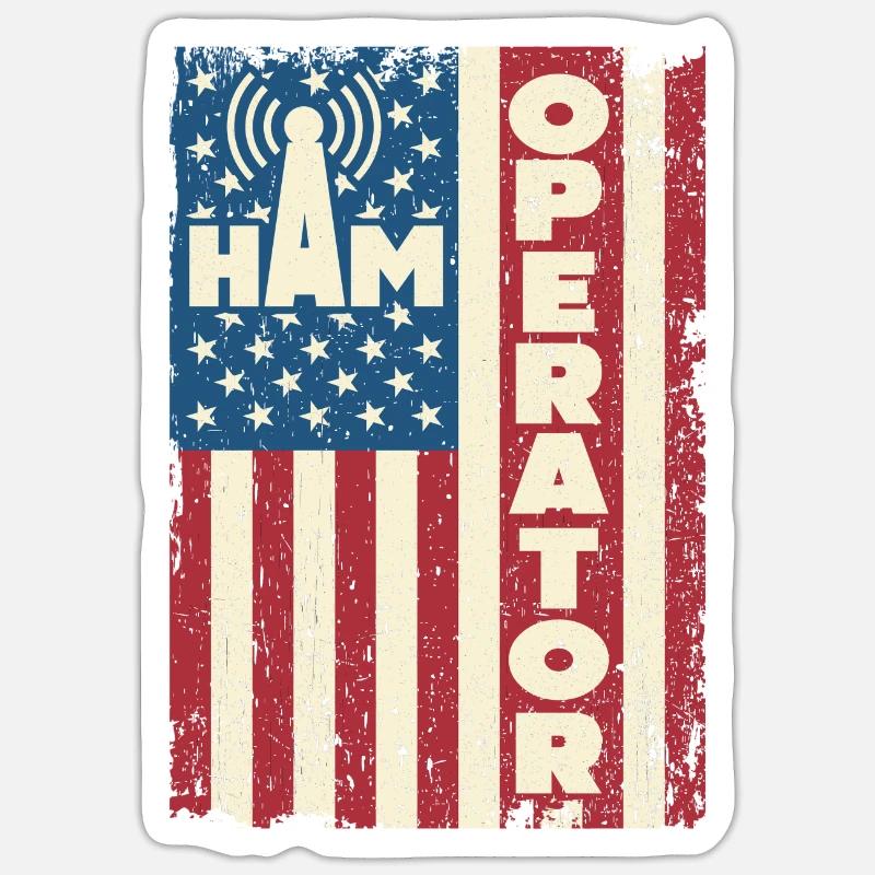 Ham Operator US-Flagge Sticker Größe S (10 x 10 cm)
