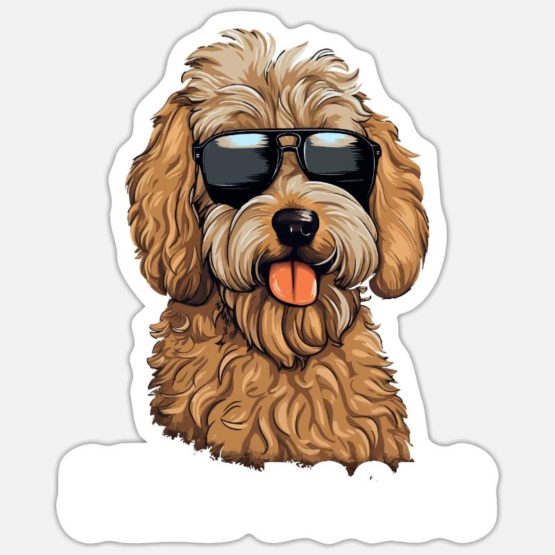 Goldendoodle Envoyer des Doods - Sticker taille S (10 x 10 cm) - blanc mat