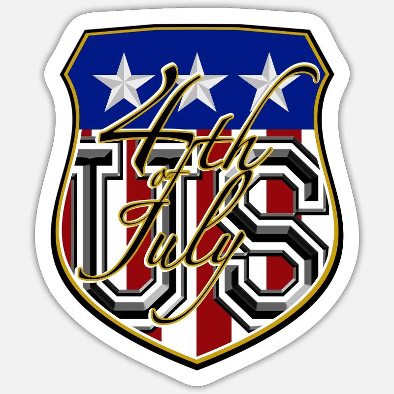 US 4th July - Sticker Größe S (10 x 10 cm) - Mattweiß