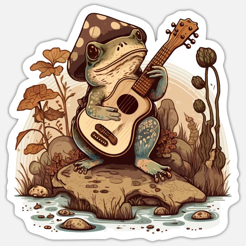 Frog guitar - Sticker size S (10 x 10 cm) - white matte
