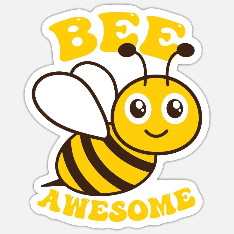 Bee Awesome - Sticker taille S (10 x 10 cm) - blanc mat