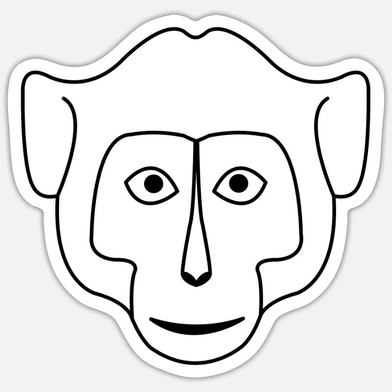 Dessin de visage de singe - Sticker taille S (10 x 10 cm) - blanc mat