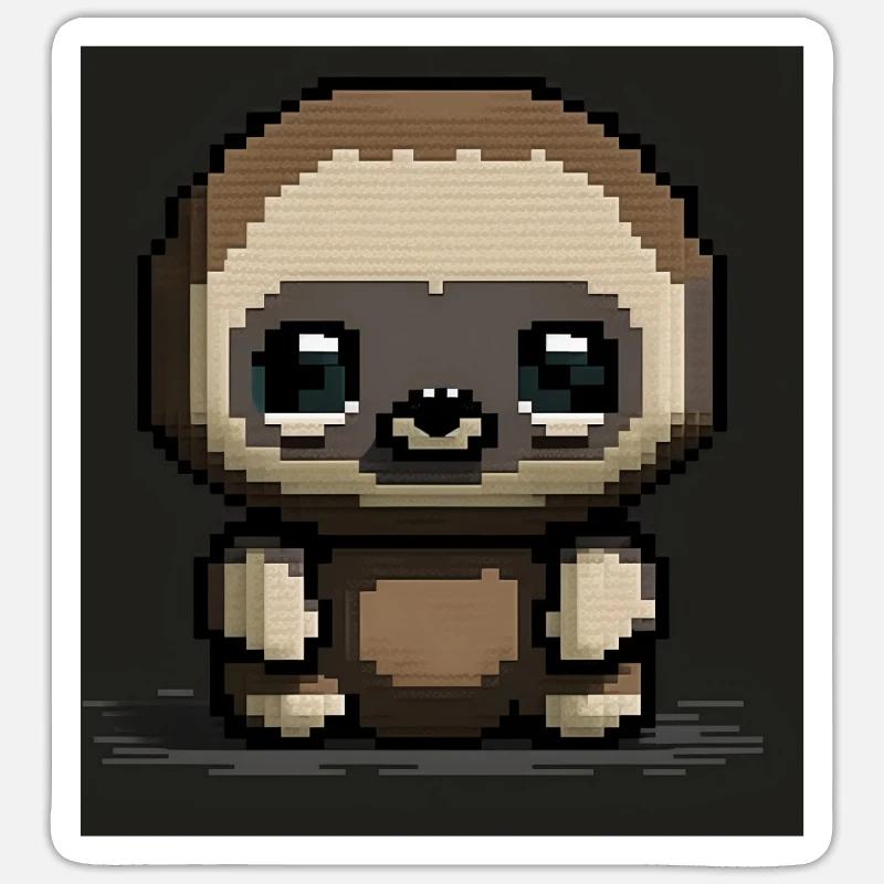 Pixel Art Chibi Sloth - Sticker size S (10 x 10 cm) - white matte