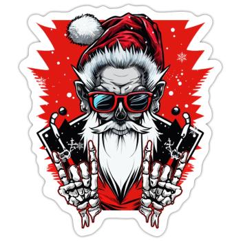Rock n Roll Skeleton Santa Claus Funny Christmas - Sticker size S (10 x 10 cm) - white matte - Front