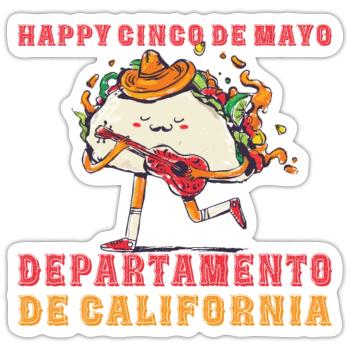 Joyeux Cinco de Mayo California - Sticker taille S (10 x 10 cm) - blanc mat - Devant