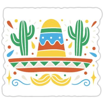 Joyeux Cinco de Mayo Departamento de Texas - Sticker taille S (10 x 10 cm) - blanc mat - Devant
