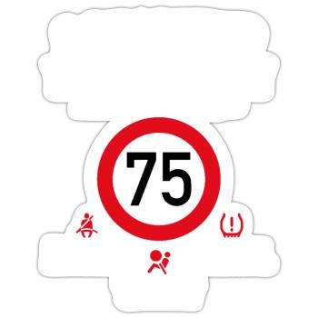 75. Geburtstag Schonend Behandeln 75 Tempolimit 75 - Sticker Größe S (10 x 10 cm) - Mattweiß - Vorne