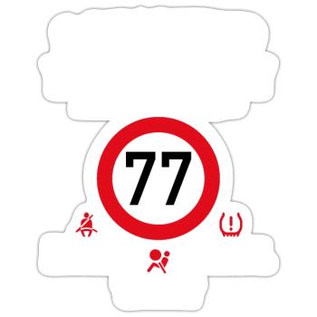 77. Geburtstag Schonend Behandeln 77 Tempolimit 77 - Sticker Größe S (10 x 10 cm) - Mattweiß - Vorne