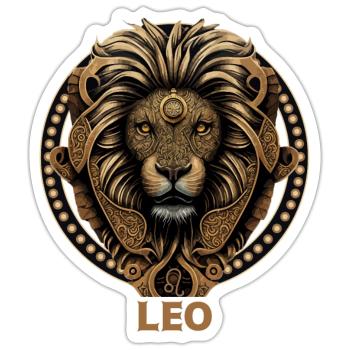 Symbole astrologique du zodiaque Lion Constellation - Sticker taille S (10 x 10 cm) - blanc mat - Devant