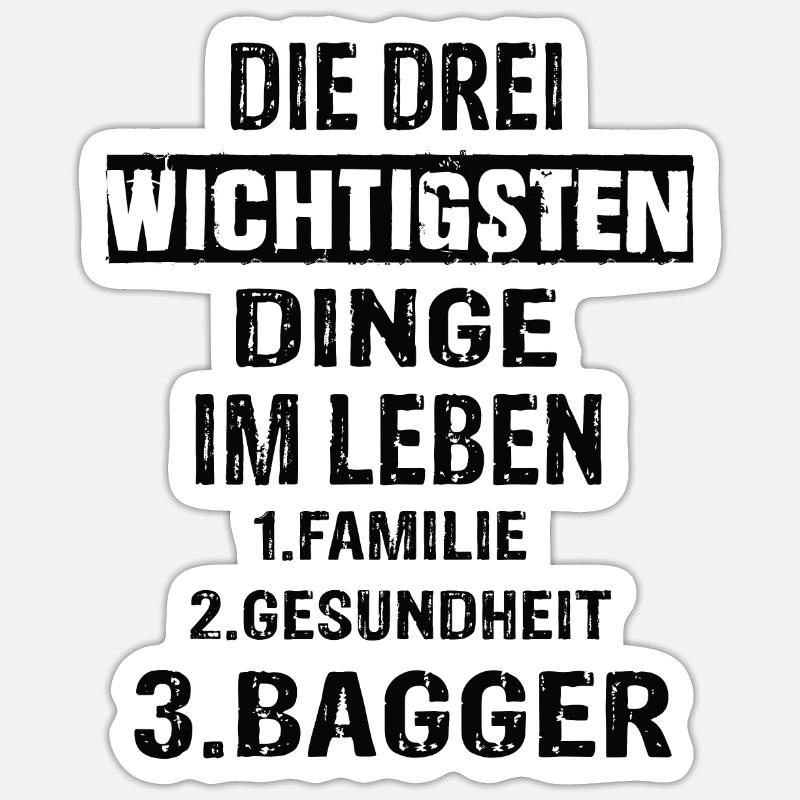 Bagger - Sticker Größe S (10 x 10 cm) - Mattweiß