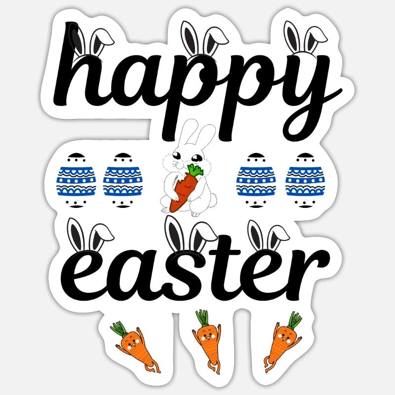 Happy Easter - Sticker taille S (10 x 10 cm) - blanc mat