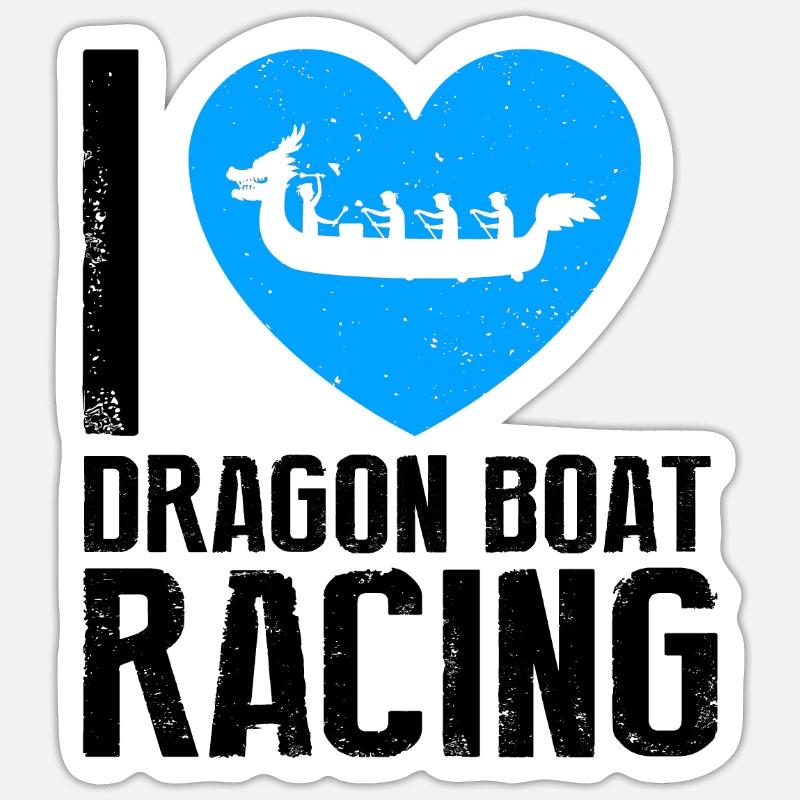 Drachenboot Crew und Drachenbootfahren - Sticker Größe S (10 x 10 cm) - Mattweiß
