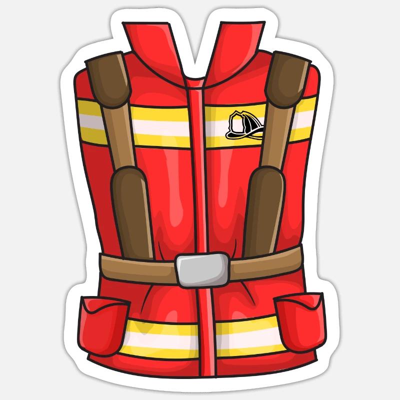 Costume de pompier - Sticker taille S (10 x 10 cm) - blanc mat