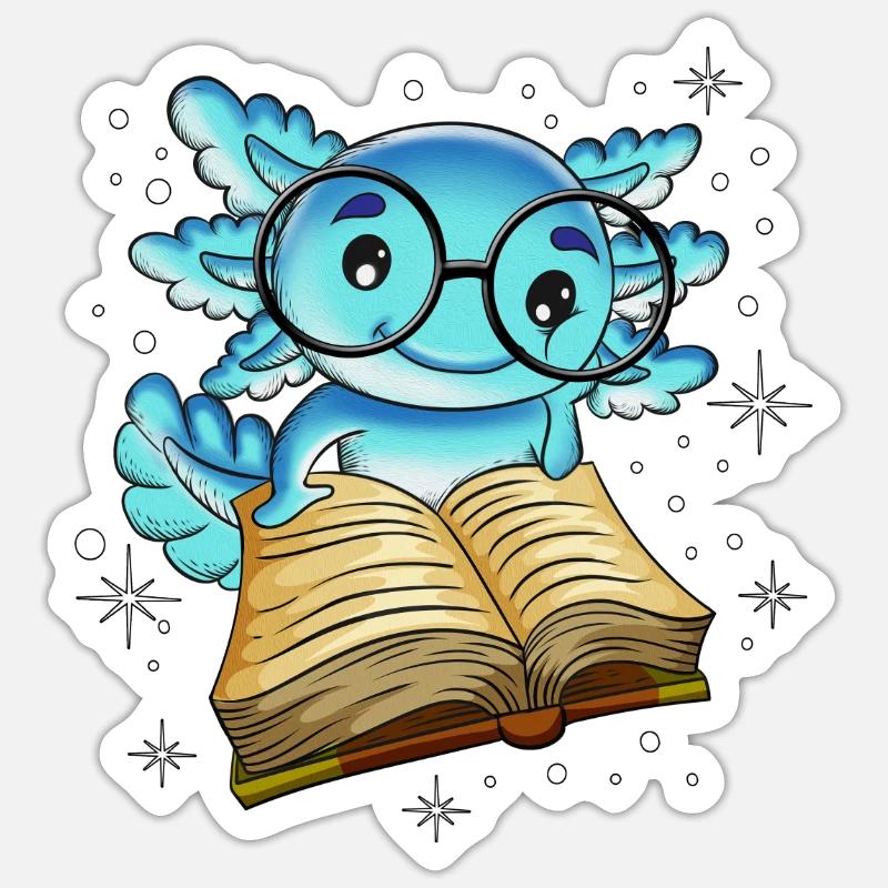 Kinder Geschichten Buch Eltern Comics lesen Molch - Sticker Größe S (10 x 10 cm) - Mattweiß