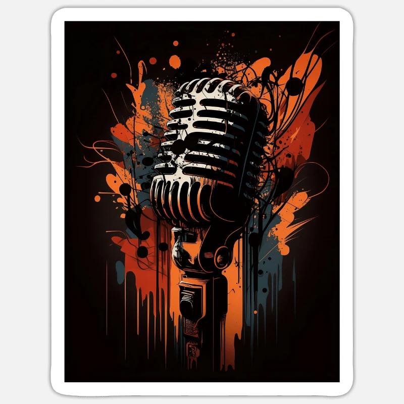 Microphone abstrait Sticker taille S (10 x 10 cm)