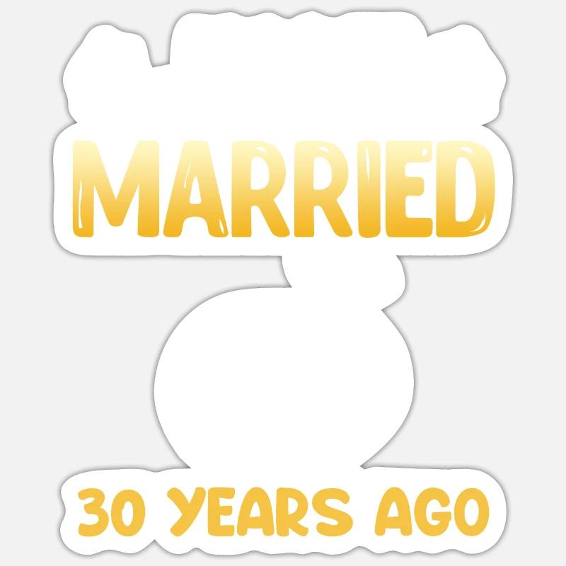 Lige gift 30 år 30 års bryllupsdag Sticker størrelse S (10 x 10 cm)