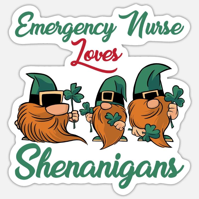Infirmière d’urgence Saint-Patrick - Sticker taille S (10 x 10 cm) - blanc mat