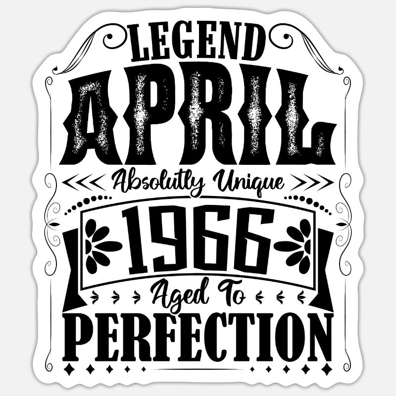 April 1966. Geburtstag April 1966. Geschenk 1966. - Sticker Größe S (10 x 10 cm) - Mattweiß