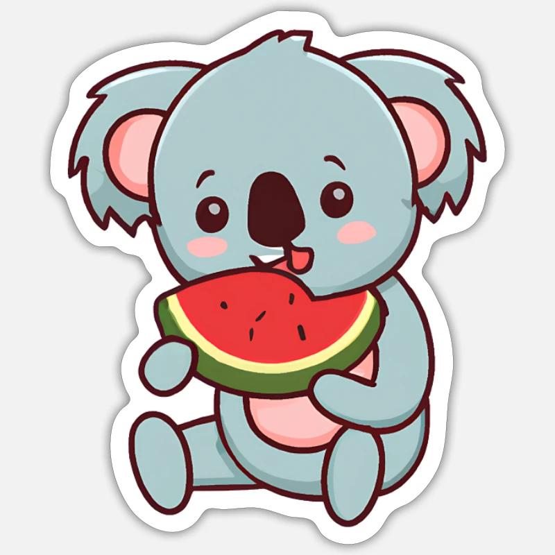 Kawaii Koala eats watermelon Sticker size S (10 x 10 cm)