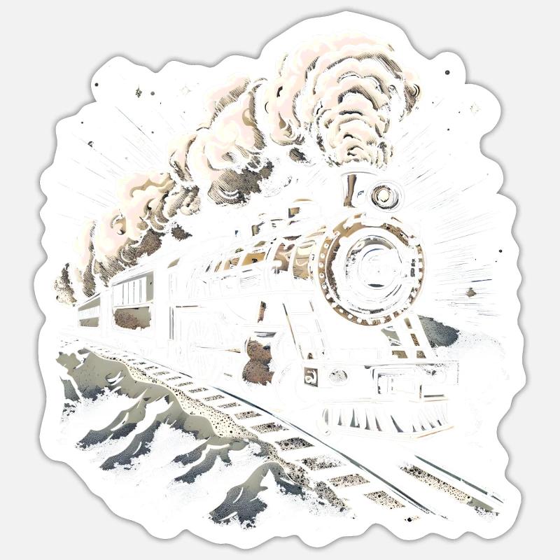Dampflokomotive Dampflok Eisebahner Geschenk Lok - Sticker Größe S (10 x 10 cm) - Mattweiß