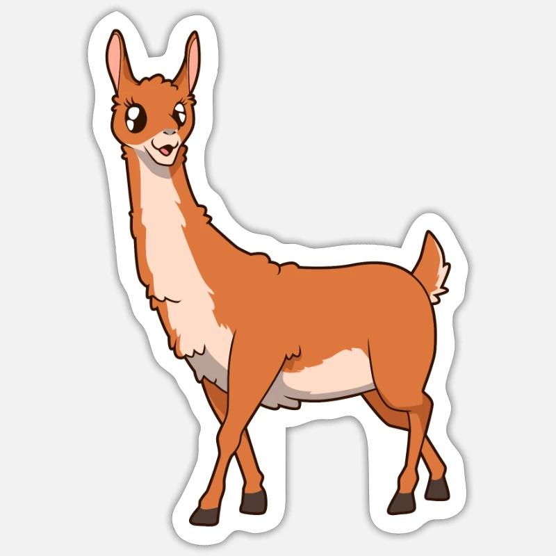 Kawaii Guanaco - Sticker taille S (10 x 10 cm) - blanc mat