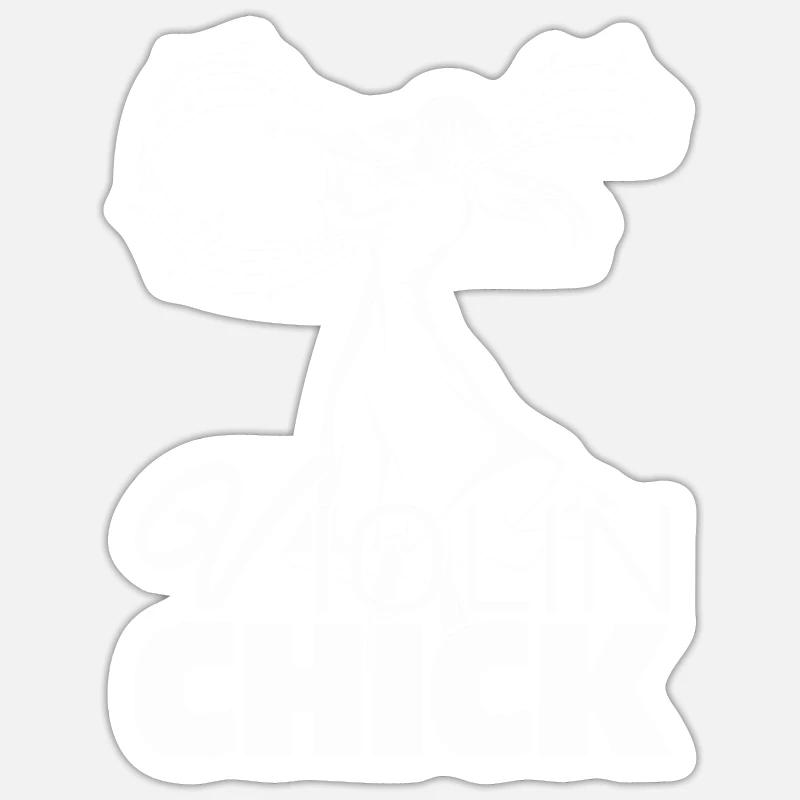 Violon Violon Poussin - Sticker taille S (10 x 10 cm) - blanc mat