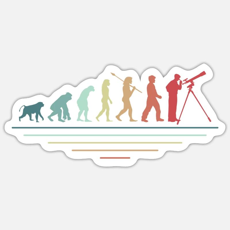 Astronomie Evolution Astronomes - Sticker taille S (10 x 10 cm) - blanc mat