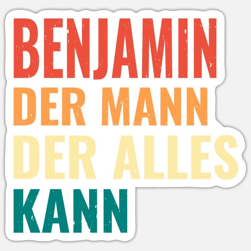 Benjamin Der Mann Der Alles Kann Vorname Benjamin - Sticker Größe S (10 x 10 cm) - Mattweiß