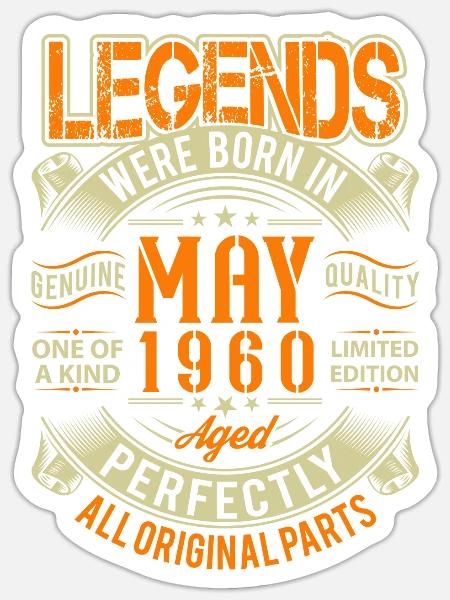 1960 Mai Geburtstag Legende - Sticker Größe S (10 x 10 cm) - Mattweiß