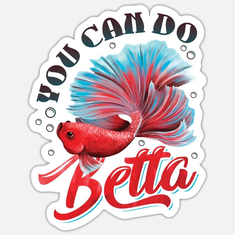 Détention de poisson betta - Sticker taille S (10 x 10 cm) - blanc mat