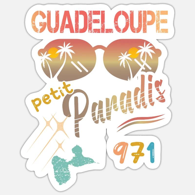 idee cadeau guadeloupe petit paradis 971 gwada - Sticker taille S (10 x 10 cm) - blanc mat