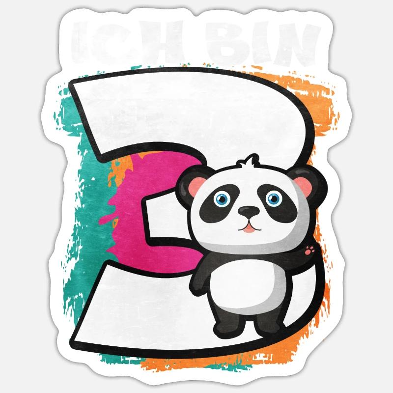 Ich Bin 3 Panda Sticker Größe S (10 x 10 cm)