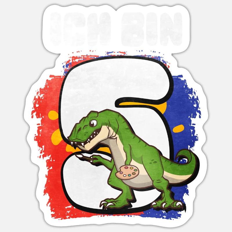 Ich Bin 5 T-Rex Sticker Größe S (10 x 10 cm)