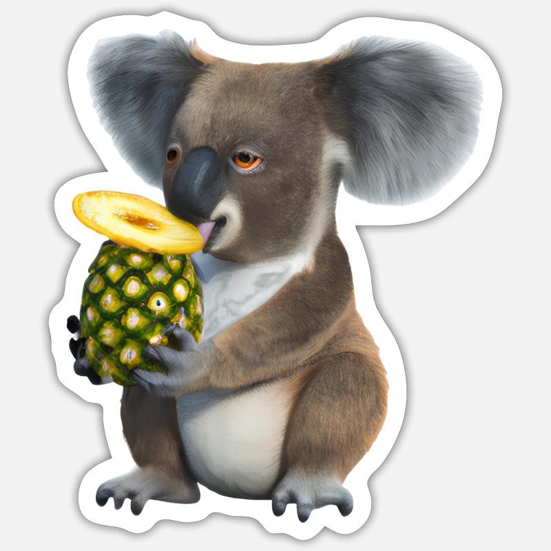Koala und Ananas Sticker Größe S (10 x 10 cm)