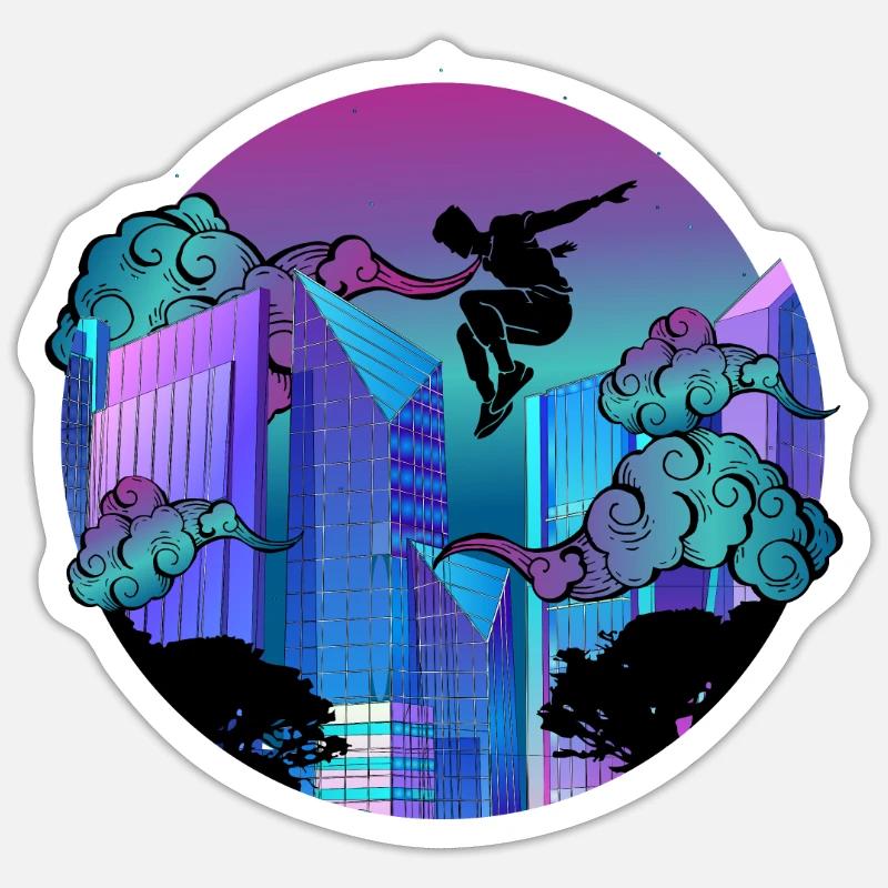 Freerunning Freerunner Acrobat Parkour - Sticker Größe S (10 x 10 cm) - Mattweiß