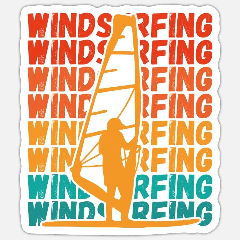 White windsurfer on surfboard - Sticker size S (10 x 10 cm) - white matte