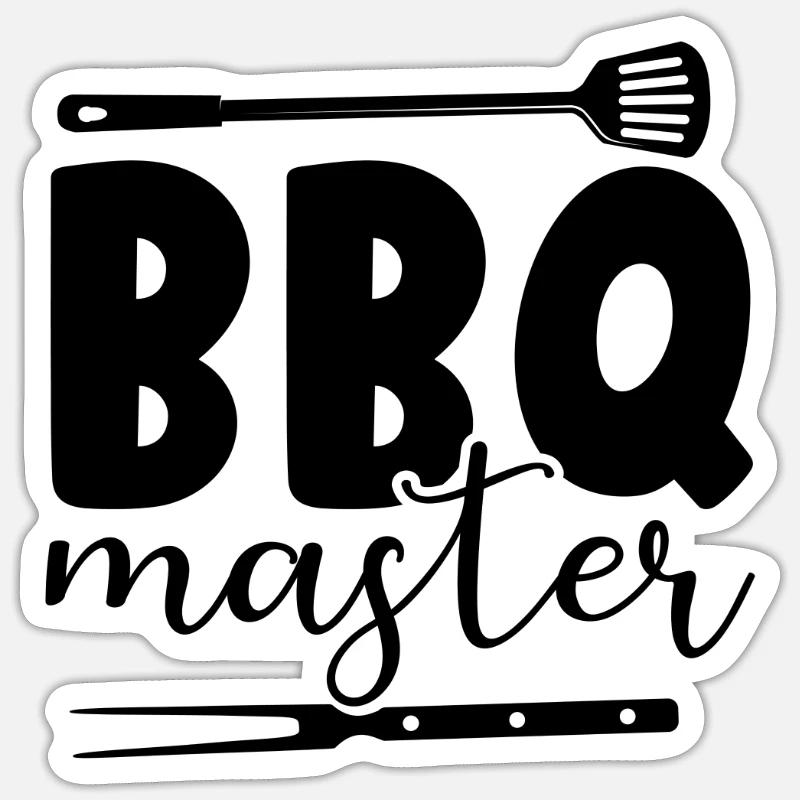 Maître BBQ - Sticker taille S (10 x 10 cm) - blanc mat
