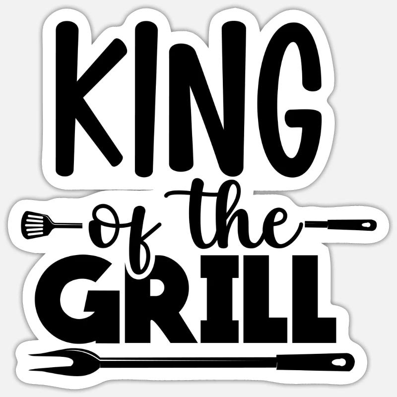 Roi du grill - Sticker taille S (10 x 10 cm) - blanc mat